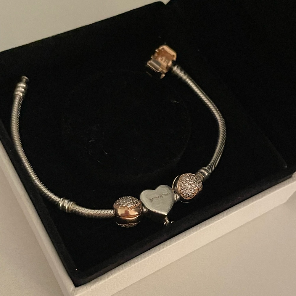 Pandora Charm Bracelet with 3 charms